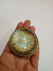 Vintage Brass Pocket Compass Nautical Maritime Navigation Antique Style Desk