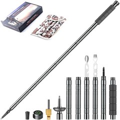 Trekking Pole Tactical Walking Stick, Multifunctional 6-section gray handle