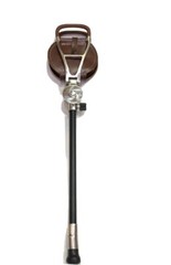 Leather Hunt, Shoot, Fish, Golf Walking Seat Stick With Spike & Rubber Ferrule