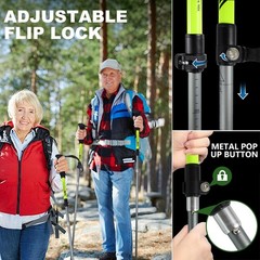 2PCS Aluminum Trekking Hiking Poles Collapsible Ultralight Travel Walking Sticks