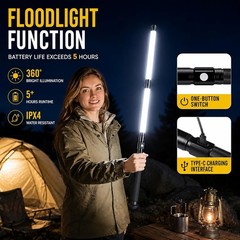LED Smart Lighting Hiking Stick, Height Adjustable, 1 Pair