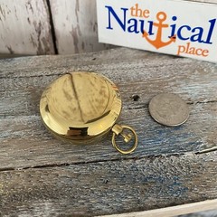 Brass Push Button Compass With Lid – Old Vintage Pocket Style Keychain – Gold