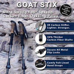 Ultra Strong Carbon Fiber Trekking Poles Adjustable Collapsible W/ EZ Flip Lock