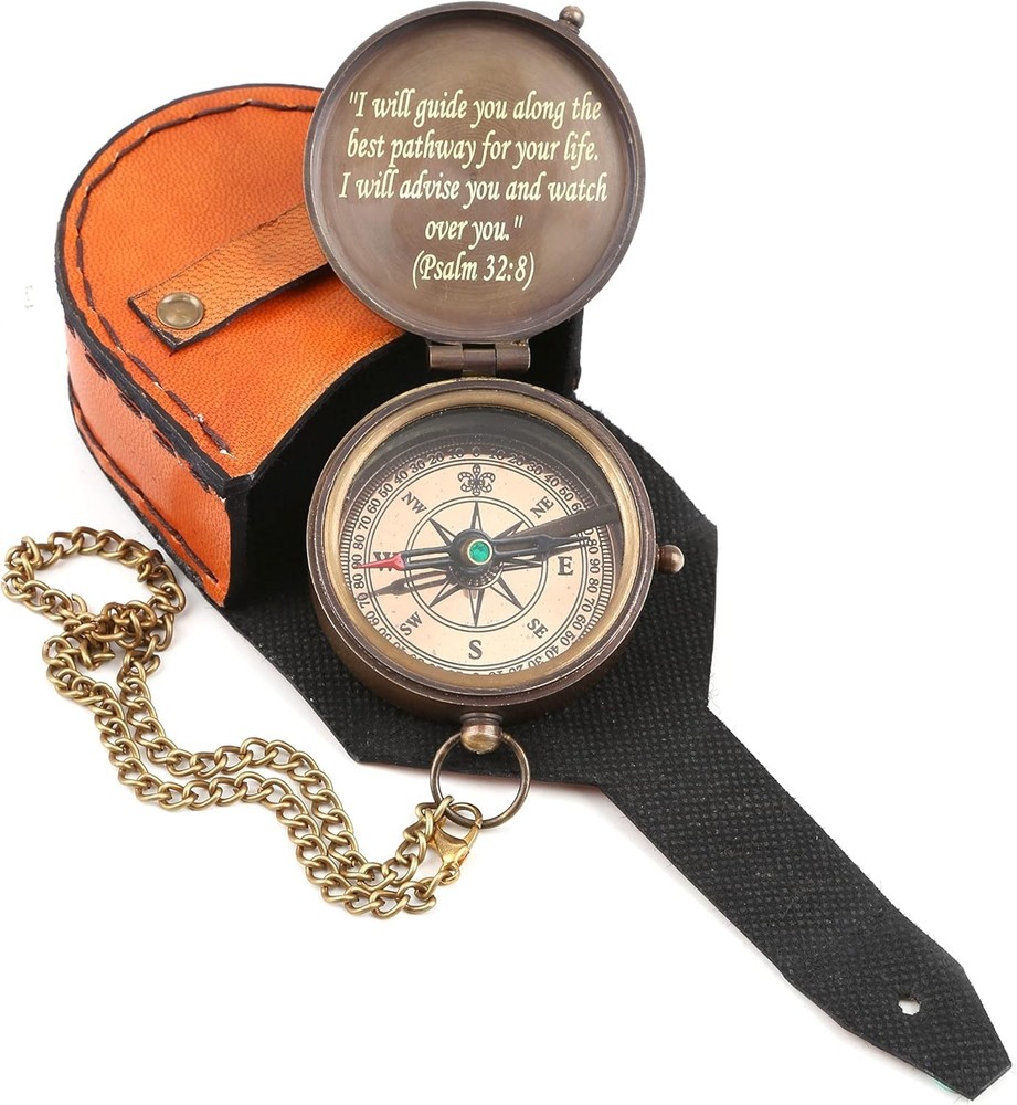 Engraved Brass Compass, 8th Anniversary Gift, Personalized Husband Gift