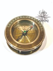 3″ Personalized nautical folding magnifier compass direction with leather box