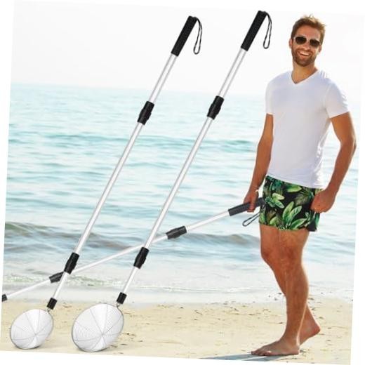 2 Pcs Full Size Beach Scoop Shovel Adjustable from 35″ to 64″ Sand Sifter for