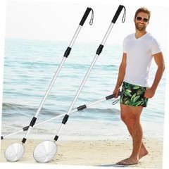 2 Pcs Full Size Beach Scoop Shovel Adjustable from 35″ to 64″ Sand Sifter for