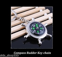 COMPASS Metal chrome Rudder keychain camping hiking outdoors US SELLER key chain
