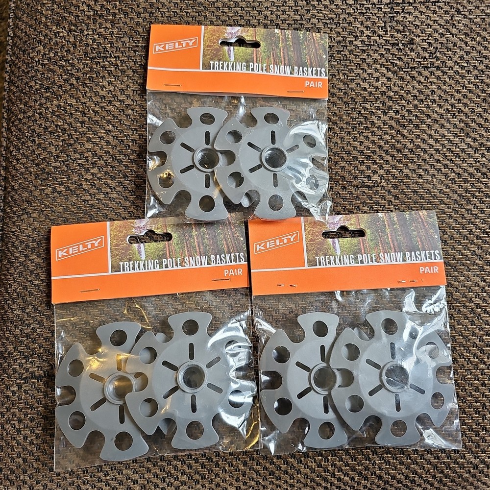 3 Pair New Sealed Kelty Trekking Pole Snow Baskets Gray Polyurethane 3.5″