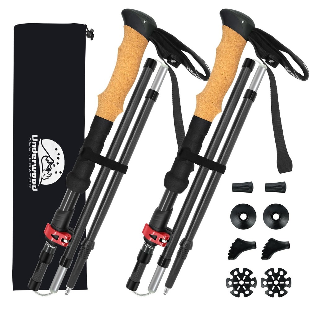 Carbon Fiber Trekking Poles – Lightweight Collapsible Hiking Poles, 2 PCS Nor…