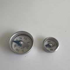 Vintage Mini Compass Lot Japan TINY Silver Metal Navigator N S E W .5″ wide