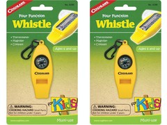 Coghlan’s Four Function Whistle for Kids – Yellow (2-Pack)