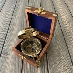 Compass 100% Working Brass Brunton Pocket Transit Compass With Wooden box