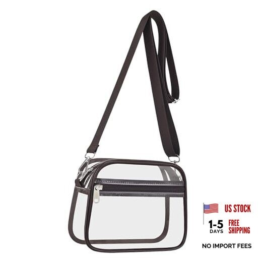 Clear Bag for Stadium Events Clear Sports Fan Handbags Purses Small Chocolate