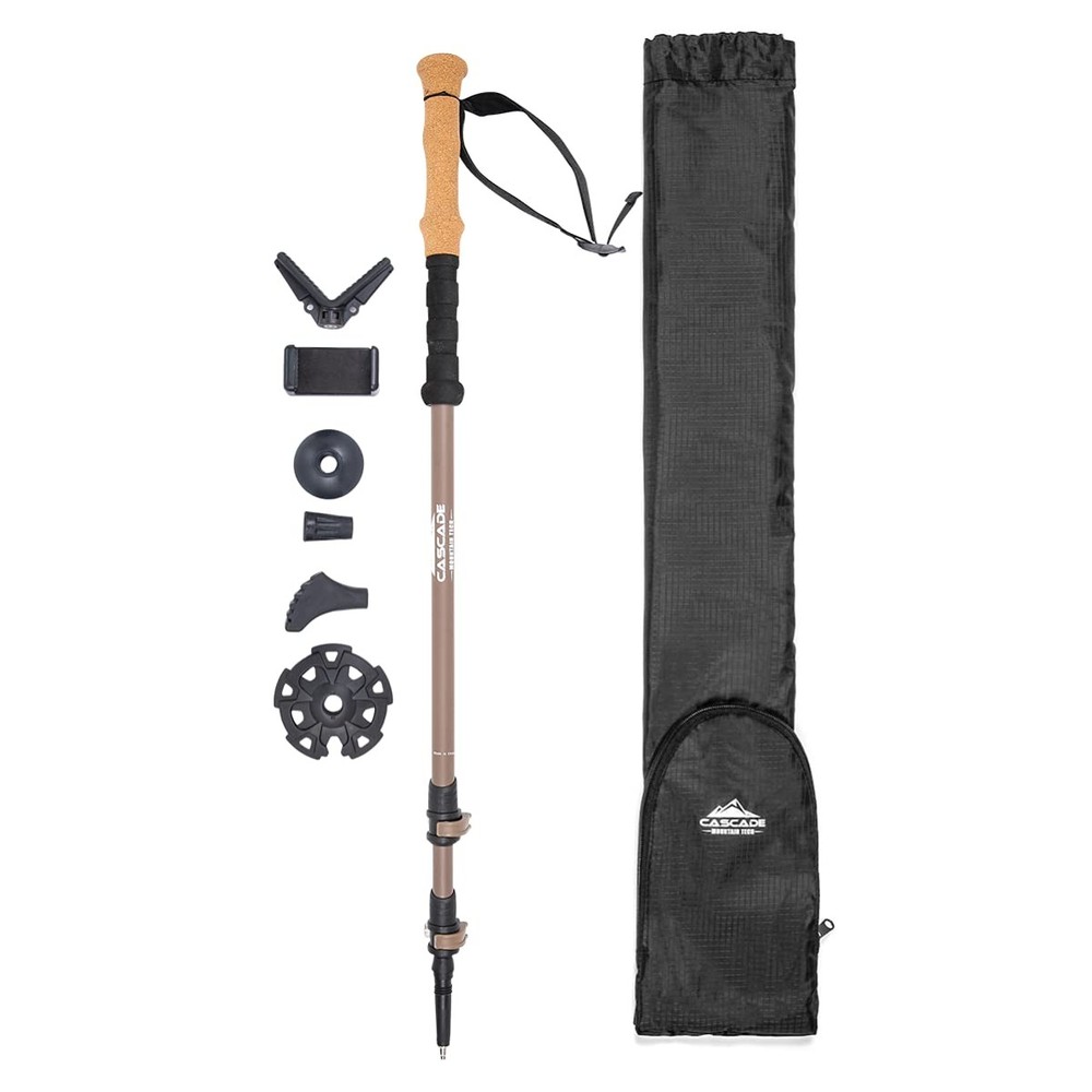 Cascade Mountain Tech Trekking Poles – Carbon Fiber Pack of 1, Brown One Pole