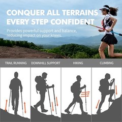 Collapsible Trekking Poles 2-Pack Walking Hiking Sticks for 120 CM Colorful
