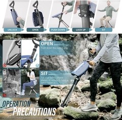 Ta-Da Chair Trekking Hiking Folding Walking Stick w/Seat 34.2” OPENBOX MSRP $180