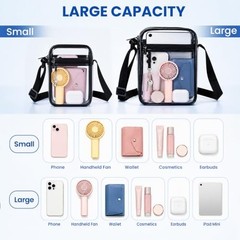Clear Bag for Stadium Events, Clear Crossbody Bag Transparent Black-s&l