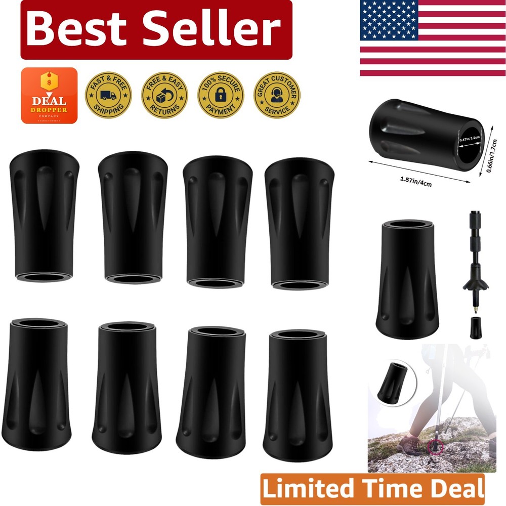 8 Durable Rubber Tips for Hiking and Walking Sticks – Fits Standard 11mm Poles