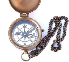Thoreau’s Go Confidently Quote Engraved Nautical Compass With Stamped Leather Ca