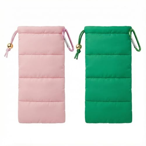 2 Pack GlassesBag Phone Case with Carabiner, Soft Protective Phone Green+Pink