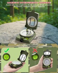 Accurate Lightweight Orienteering Compass with Strap & Case, Glow in Dark, Water