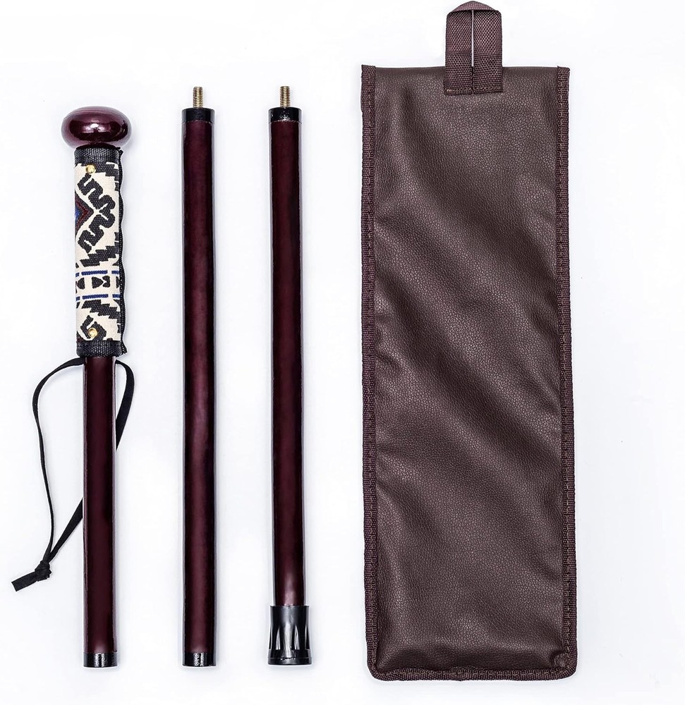 Elegant Dark Rose Hardwood Walking Stick with Compass – Hiking Essential 48″