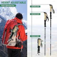 Lightweight Aluminum Trekking Poles Folding Hiking Gear Interchangeable Tips New