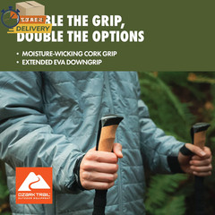 Brand Aluminum Adjustable Quick Lock Trekking Poles with Cork Grip, 2 Hiking