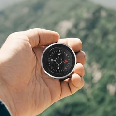 Professional Black Portable Compass for Hiking and Survival Outdoor Activities