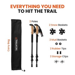 3K Carbon Fiber Trekking Poles, Collapsible Set of 2 Lightweight Adjustable H…