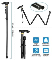 Collapsible Trekking Pole Adjustable Walking Cane Portable Mobility Aid for Men