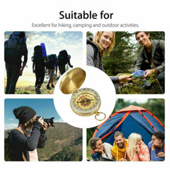 2Packs Portable Compass Brass Keychain Watch Pocket Outdoor Camping Hiking