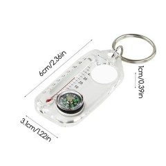 Pocket Survival Compass Multifunction Mini Keychain Camping Compass Thermometer
