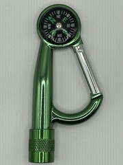 Green Aluminum Carabiner Compass + LED Flashlight – Hiking EDC Tool