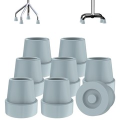 supregear Rubber Cane Tips (8 Pack), Non-Slip Quad Tip 1/2 Inch, Grey