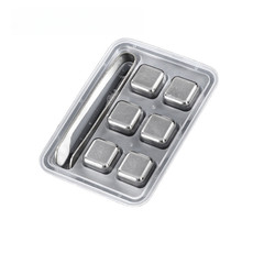 Titanium Beverage Chiller Cubes 27mm Set of 6 with Clip for Fast Cooling