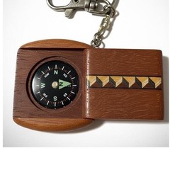 Rare! Wood Compass Keychain Fob Vtg Direction Finder Outdoor Gear Coolectibkr