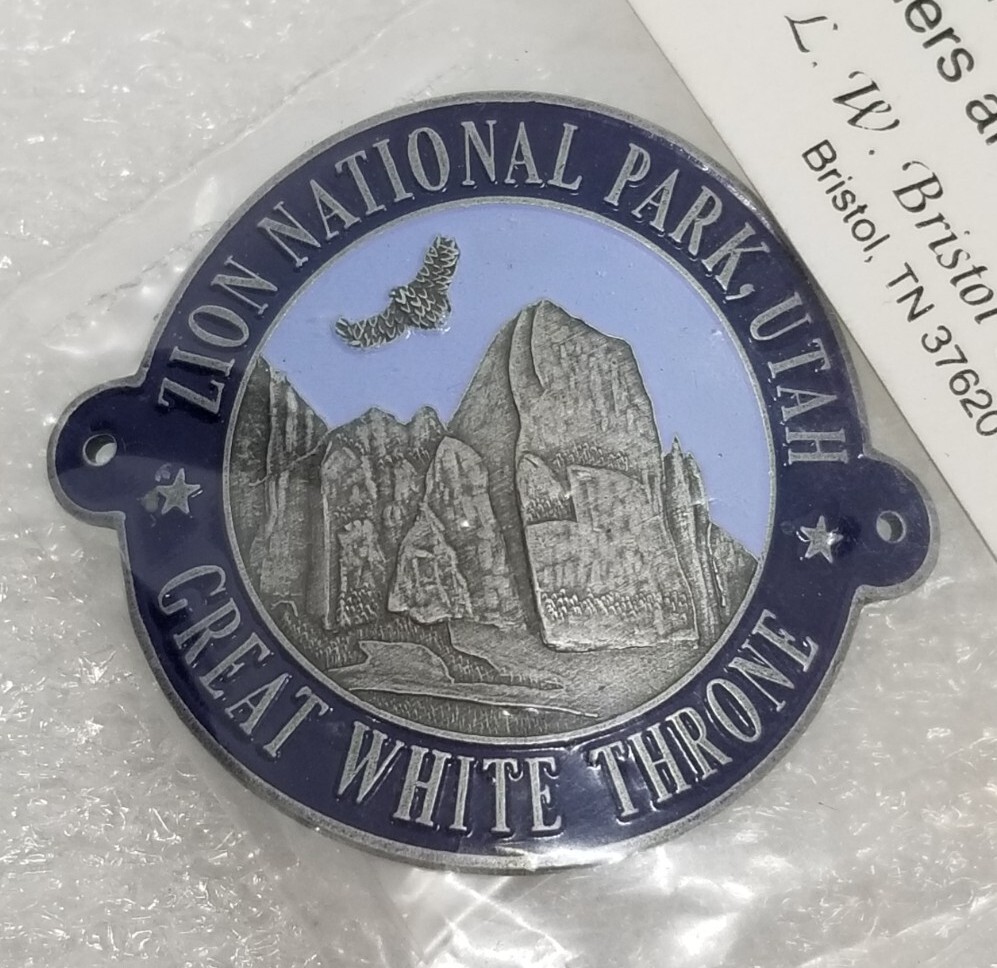 Zion National Park Great White Throne Walking Hiking Stick Medallion / Badge