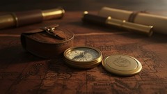 Antique Brass Pocket Compass with Leather Case Gifts | Engraved antique