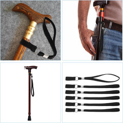 6Pcs Walking Cane Wrist Strap Replacement, Trekking Pole Straps | Elastic Black