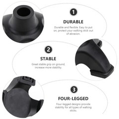 cane rubber stoppers Black Four-legged Walking Stick Rubber Tips Foot Pad for
