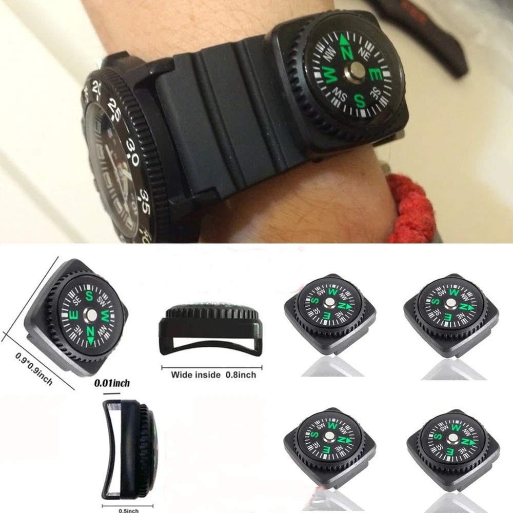 4x Mini Removable Watch Compass For Outdoor Camping Hiking Travel Survival Tools