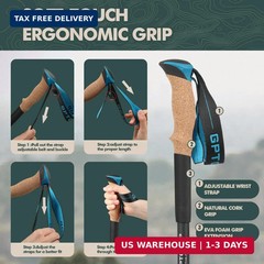 GPTCAMP Walking Sticks,Trekking Poles Collapsible Hiking Poles,Lightweight Foldi