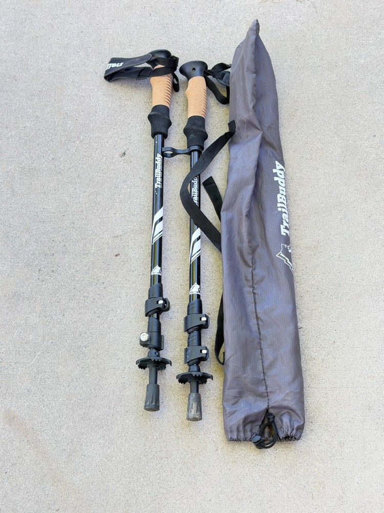 Set of Trail Buddy Trekking Poles 105-135CM Black .. 10N