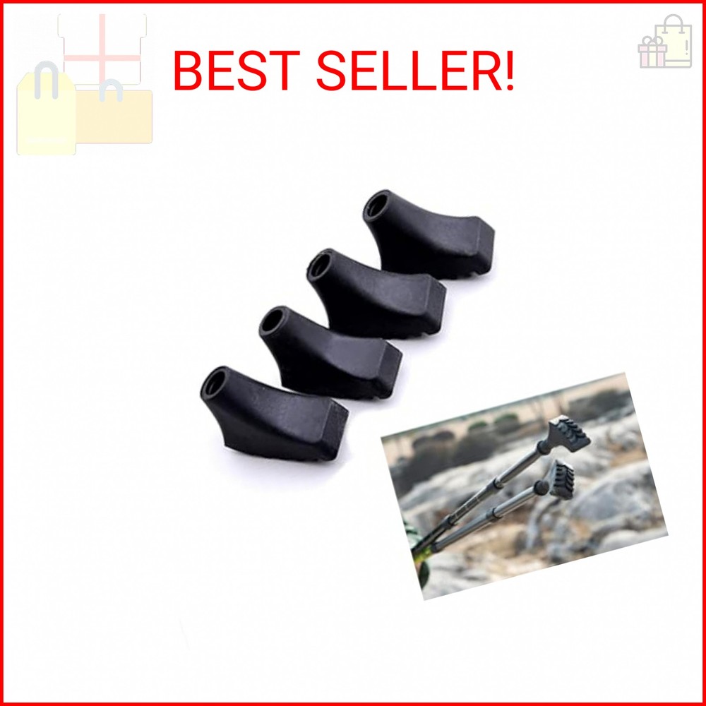 Walking Stick Tips Rubber 4 Pack Trekking Pole Tips Replacement- Rubber Feet for