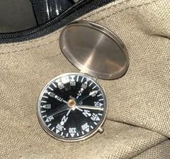 Vintage German Pocket Compass Lidded 1.75″ Black Dial Thalson Style Working