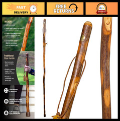 Rustic Wood Walking Stick – Hickory, Traditional Handle, Unisex, USA Made
