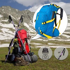 Purple Trekking Walking Hiking Poles or Sticks Aluminum Lightweight Collapsib…