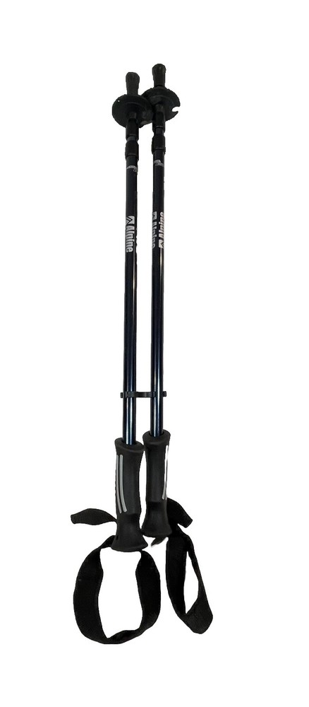 Pair Of Alpine Design Trekking Walking Hiking Poles Black Backpacking Adjustable